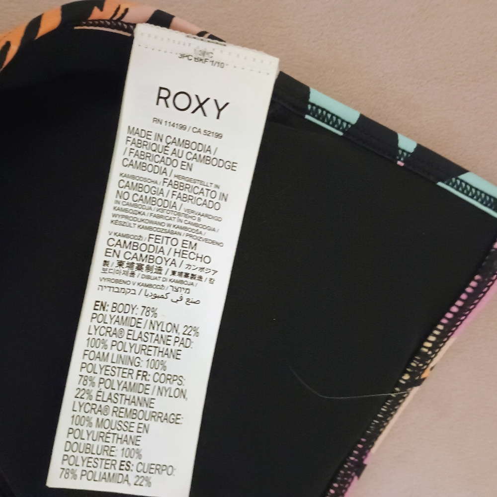 Roxy Black One-Piece Swimsuit with Tropical Print - Picture 4 of 4